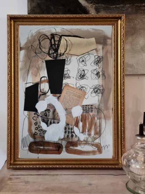 Małgorzata Wójcik, 2025, Kompozycja Abstrakcyjna Nr 19 , 50x70 cm, technika mieszana na papierze, sygn. na odwrocie