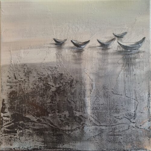 173.  Małgorzata Wójcik, 2025, cykl ''Odyseusze'', nr8,  30x30cm, akryl na płótnie, zabezpieczony werniksem, sygnowany na odwrociu