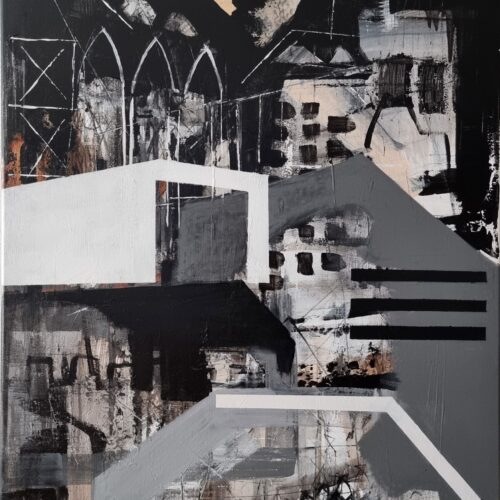 178.  Małgorzata Wójcik, 2025, cykl złote miasto, 120x70 cm, akryl na płótnie, szlagmetal, zabezpieczony werniksem, sygn. p.dół i na odwrociu