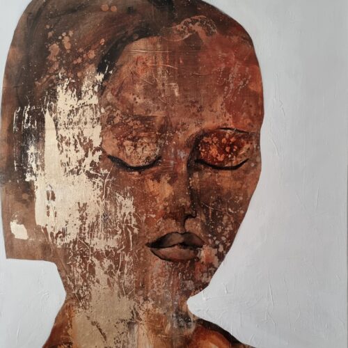 179.  Małgorzata Wójcik, 2025, ''Don't call me sweetheart'', akryl na płótnie, szlagmetal, zabezpieczony werniksem, sygn. l.dół i na odwrociu